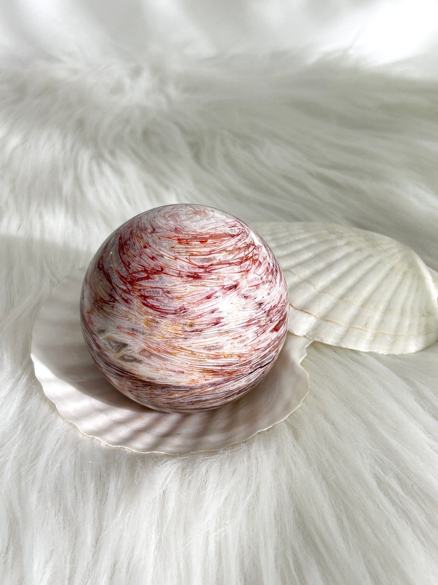 Red Pink Lace Agate Sphere (#A0008)