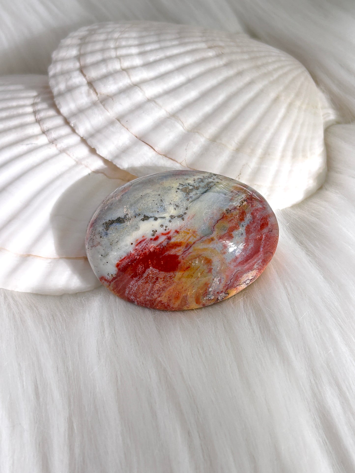 Multicolored Ocean Jasper Palm Stones - Red and White Colors (#A00017)