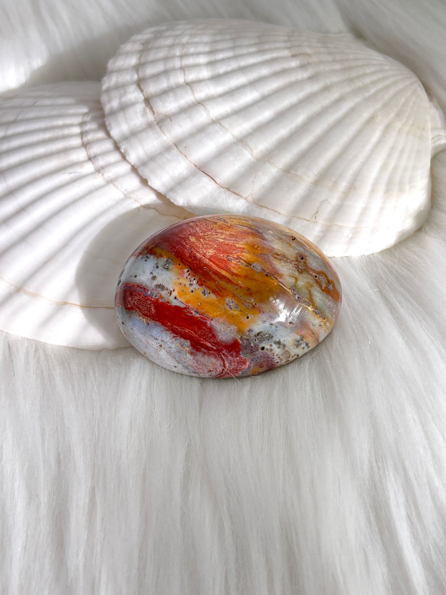 Multicolored Ocean Jasper Palm Stones - Red and White Colors (#A00017)