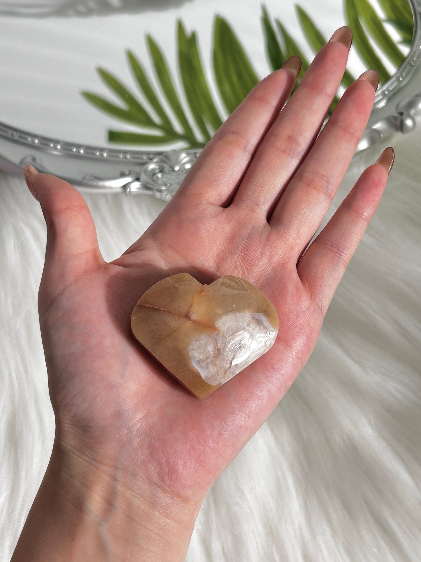 Cherry Blossom / Flower Agate Heart (#A00029)