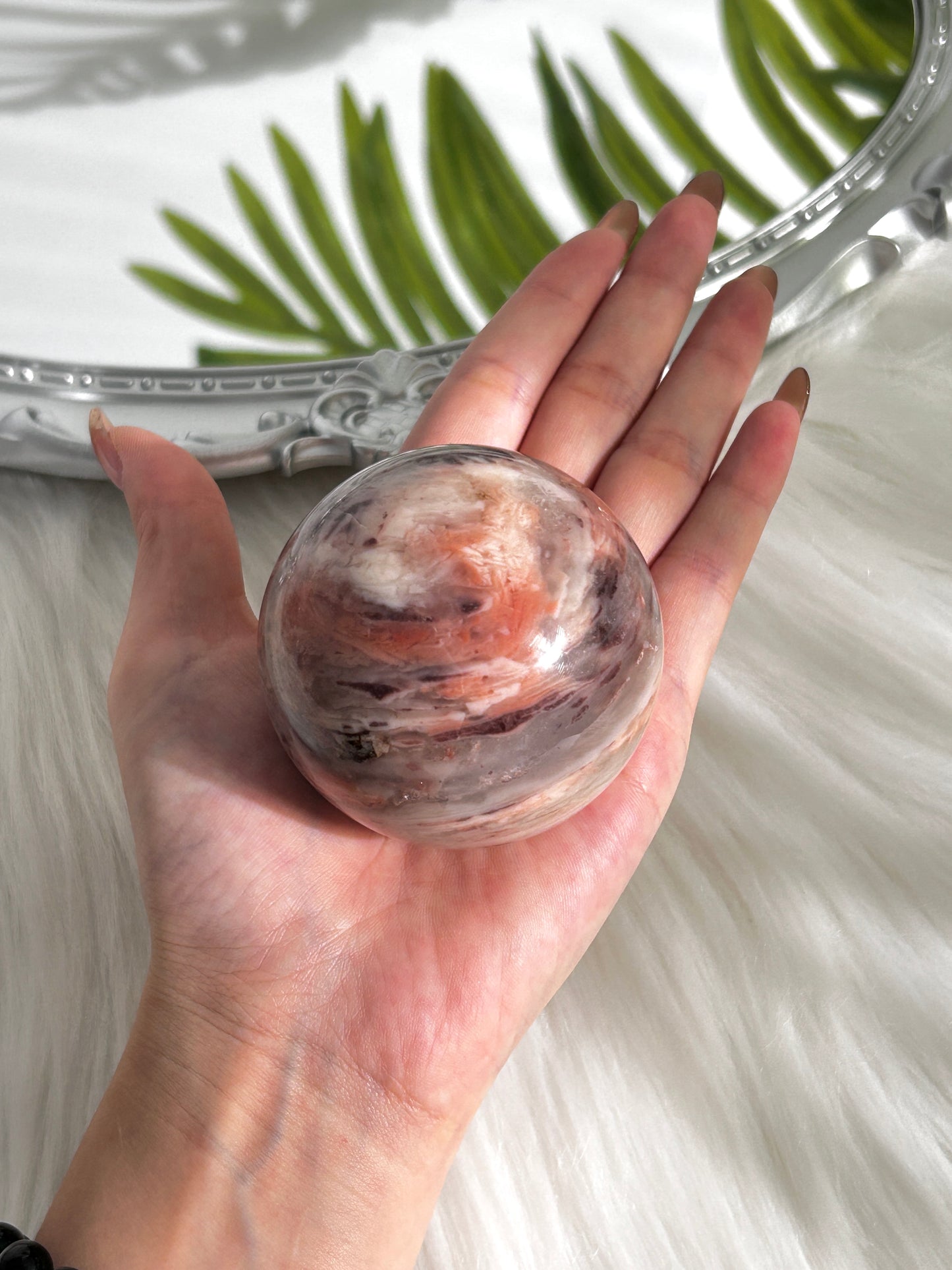 Pink Quartz Agate Crystal Sphere (#A00028)