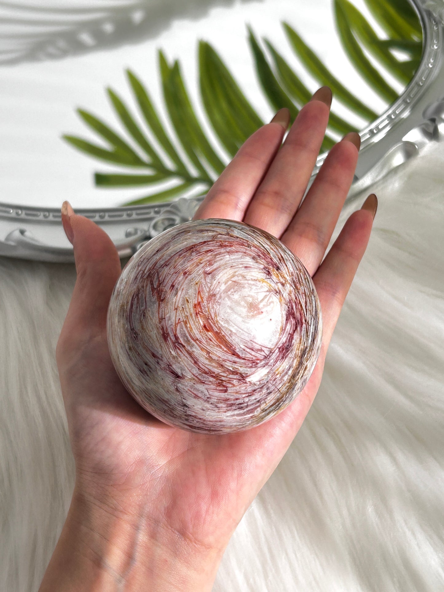 Red Pink Lace Agate Sphere (#A0008)
