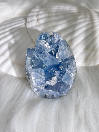 Natural Celestite Geode Crystal Egg (#A00035)