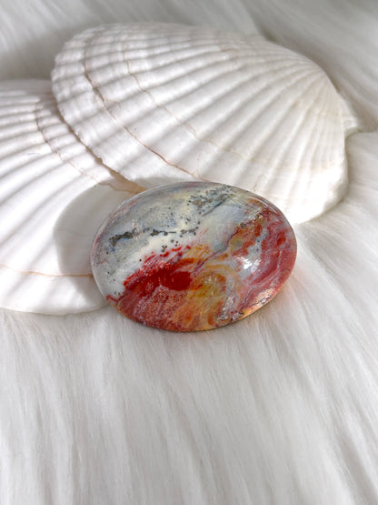 Multicolored Ocean Jasper Palm Stones - Red and White Colors (#A00017)