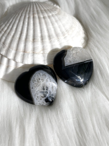 Black Agate Crystal Heart (#A00030)