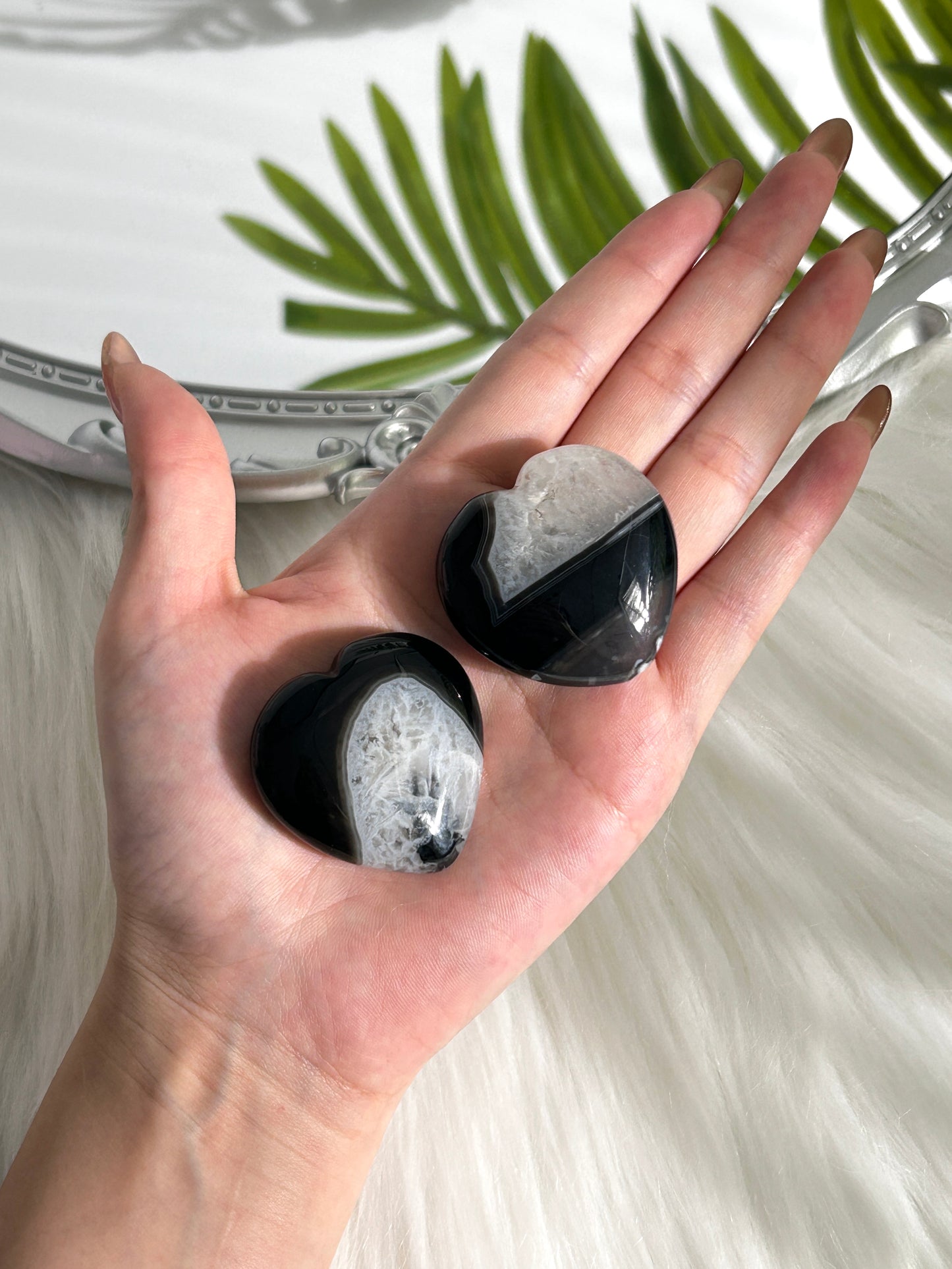 Black Agate Crystal Heart (#A00030)