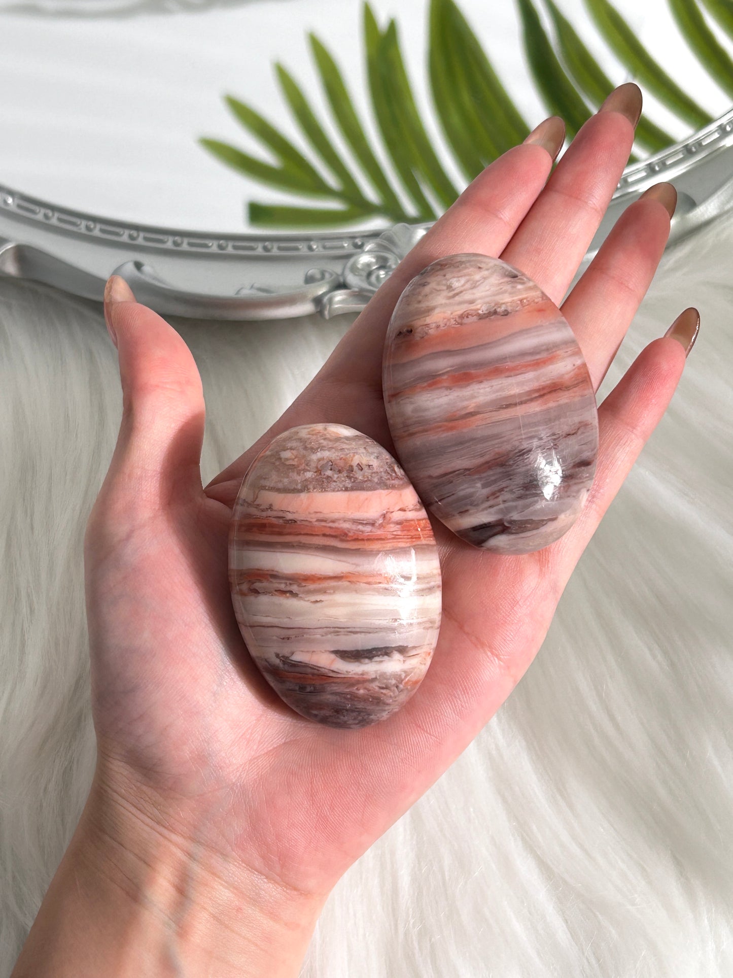 Peach Agate Palm Stone (#A00014)