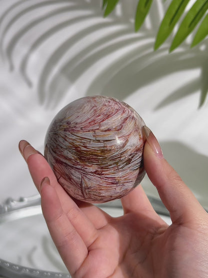 Red Pink Lace Agate Sphere  (#A0008)