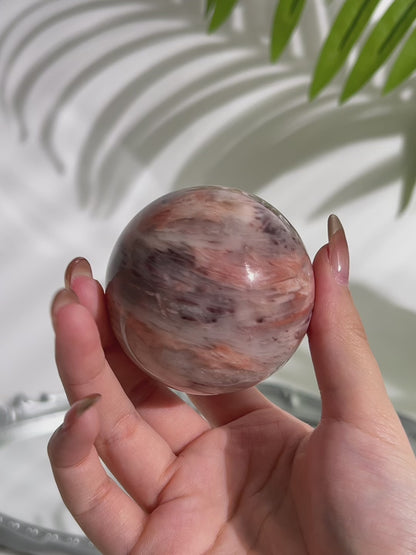 Pink Quartz Agate Crystal Sphere  (#A00028)